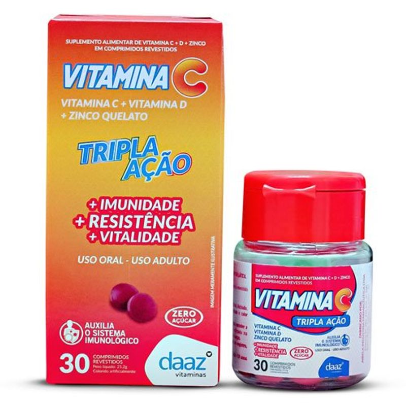 vitamina c tripla ação imuno daaz 30 comprimidos revestidos