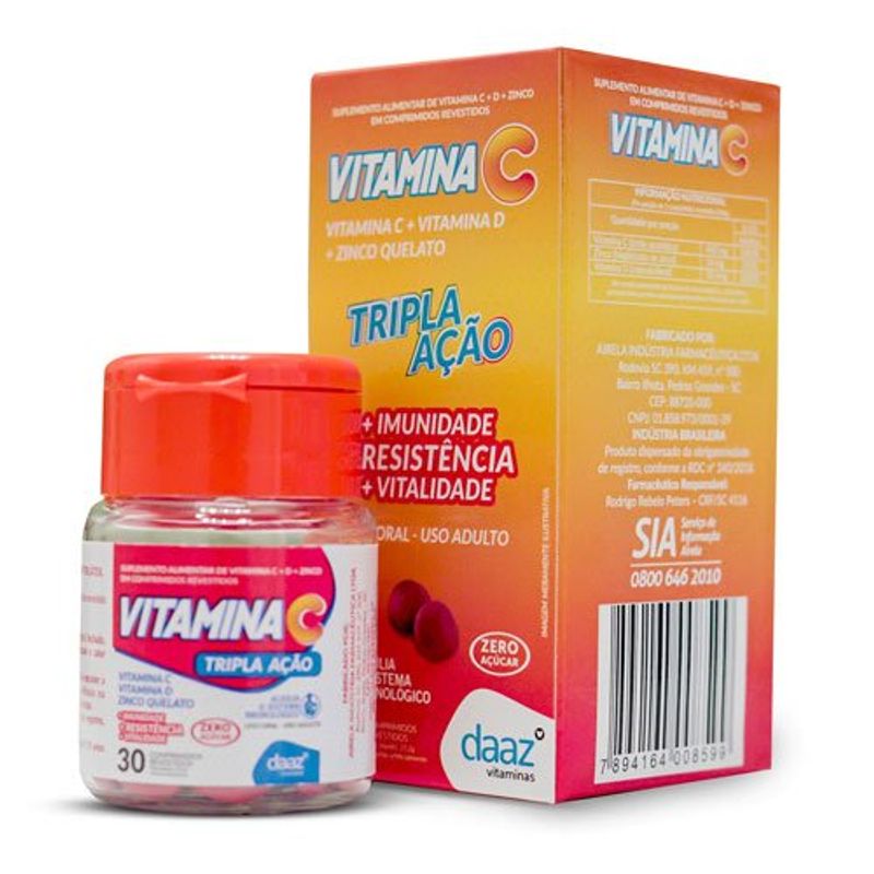 vitamina c tripla ação imuno daaz 30 comprimidos revestidos