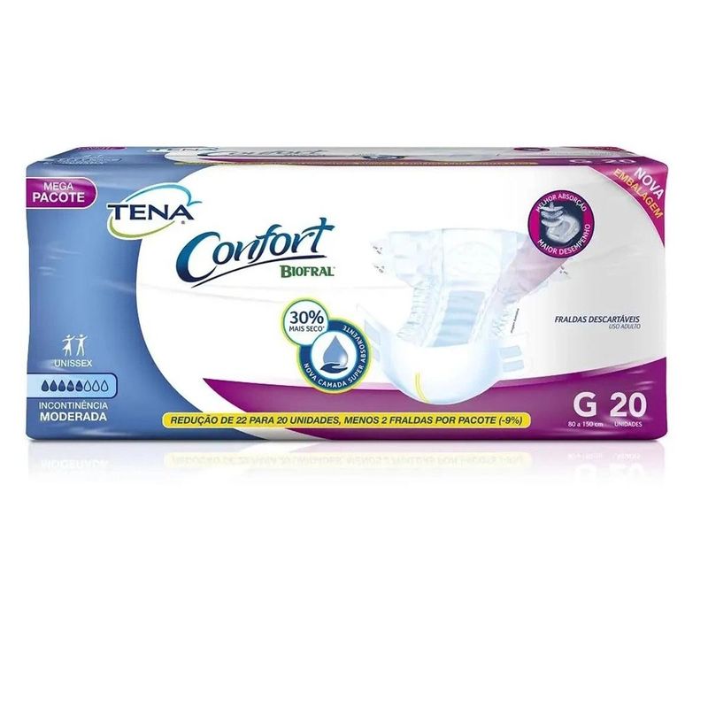fralda geriátrica biofral tena confort m/g 20 unidades
