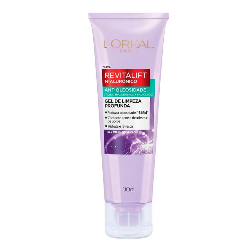 gel de limpeza facial l'oréal paris antioleosidade hialurônico 80g