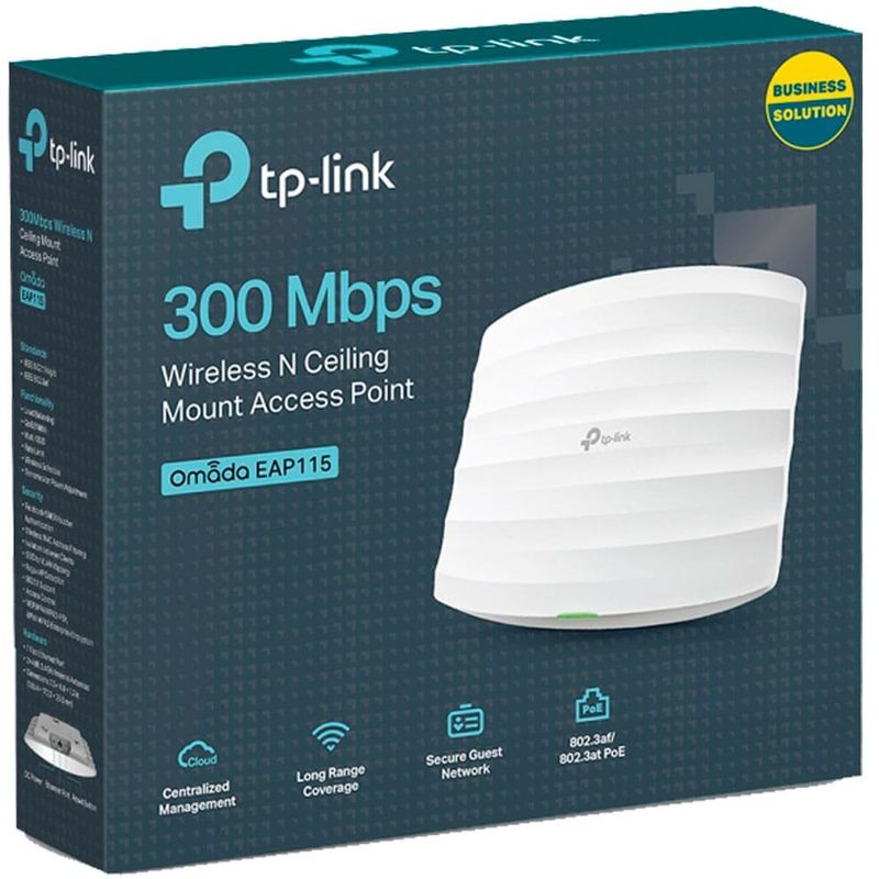 ponto de acesso sem fio tp-link montável em teto 300mbps eap115 (mp)