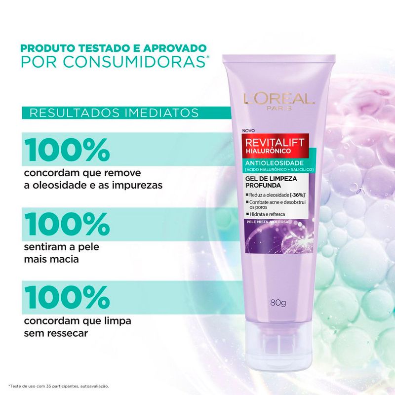 gel de limpeza facial l'oréal paris antioleosidade hialurônico 80g