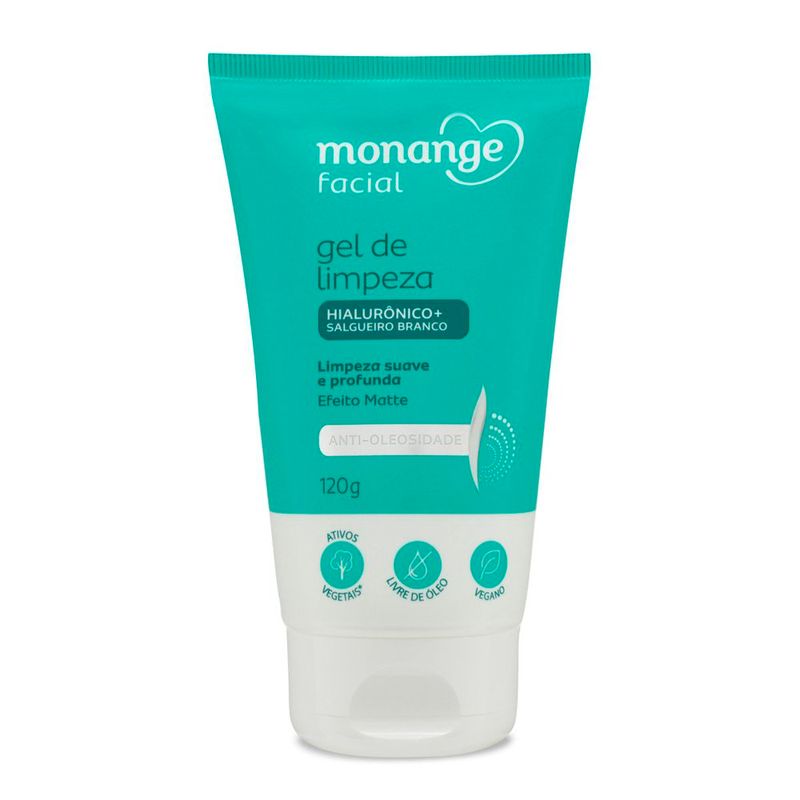 gel de limpeza facial monange anti-ressecamento ácido hialurônico e niacinamida 120g
