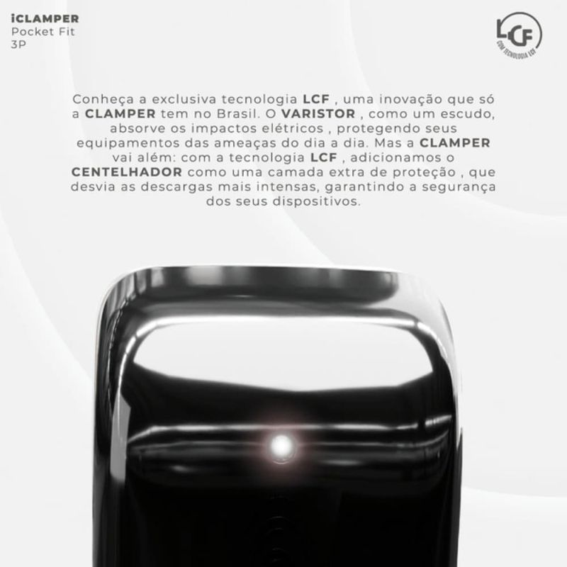 protetor contra surtos dps pocket fit 3 pinos clamper 10a bivolt preto (mp)