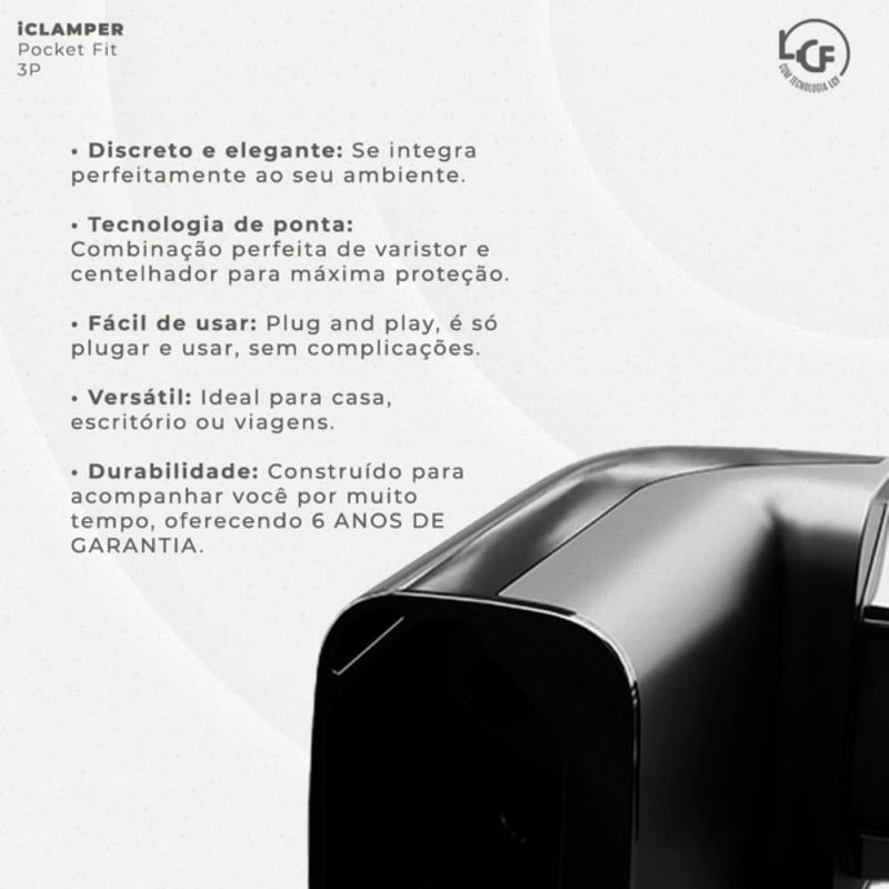 protetor contra surtos dps pocket fit 3 pinos clamper 10a bivolt preto (mp)