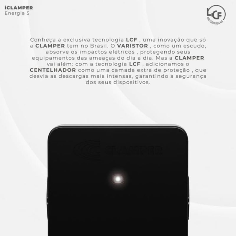 protetor contra surtos dps 3 tomadas 3 pinos clamper 10a bivolt preto (mp)