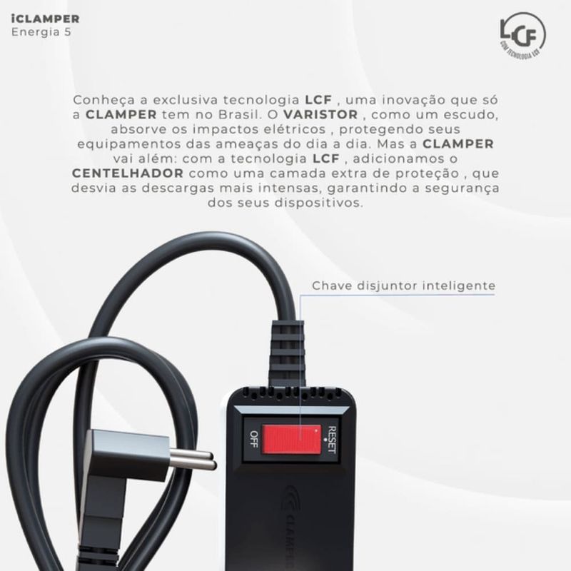 filtro de linha dps 5 tomadas 3 pinos clamper 10a bivolt preto (mp)