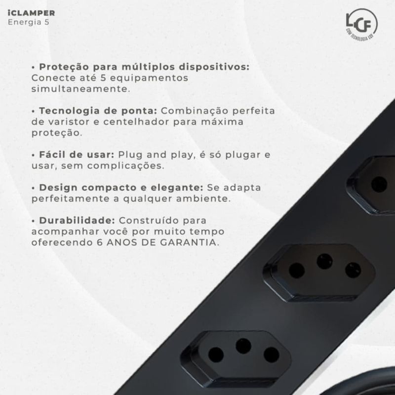filtro de linha dps 5 tomadas 3 pinos clamper 10a bivolt preto (mp)
