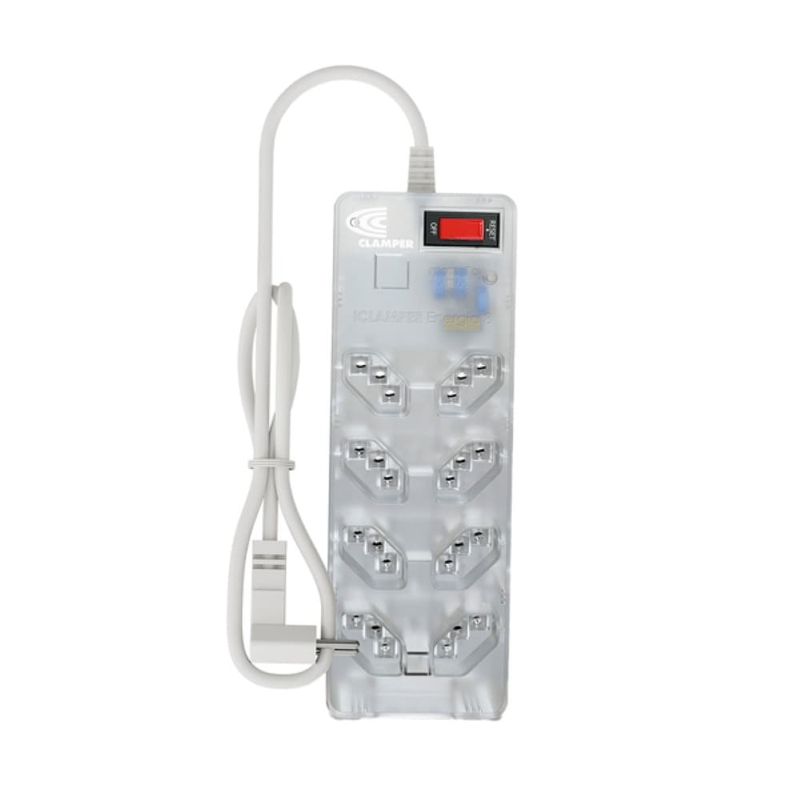 filtro de linha dps 8 tomadas 3 pinos clamper 10a bivolt transparente (mp)