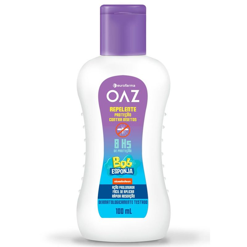 repelente infantil oaz bob esponja 8hs de proteção 100ml