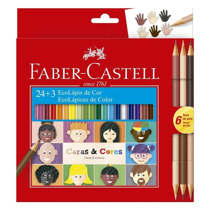 kit 24peças lápis de cor faber caras&cores 120124cc