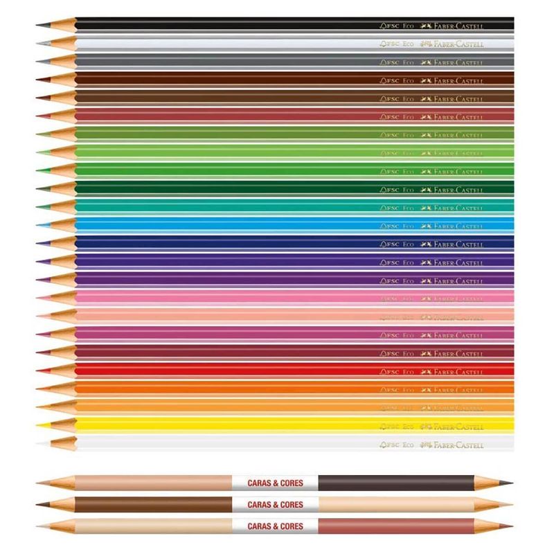 kit 24peças lápis de cor faber caras&cores 120124cc