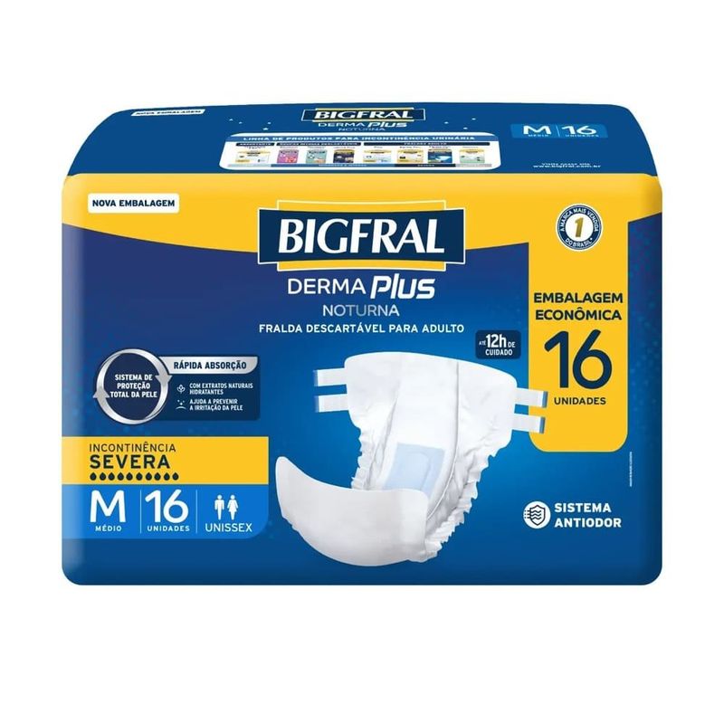 fralda geriátrica bigfral derma plus noturna m 16 unidades