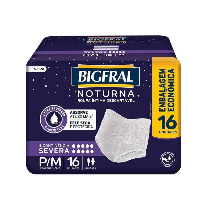 roupa íntima bigfral noturna pants p/m 16 unidades