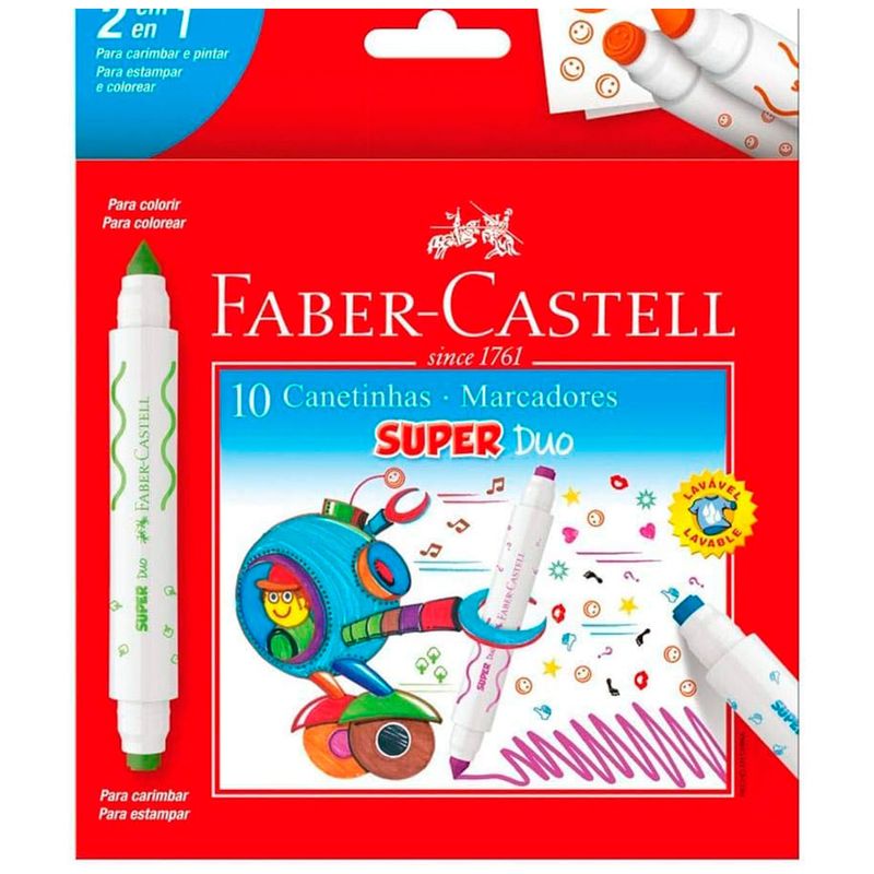 caneta faber castell hidro 2 pontas super duo 150610