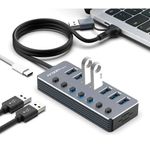switch argom 7 portas usb-a/c 3.0 one axess cinza (mp)