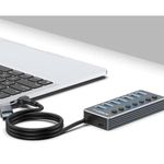 switch argom 7 portas usb-a/c 3.0 one axess cinza (mp)