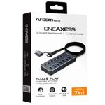 switch argom 7 portas usb-a/c 3.0 one axess cinza (mp)