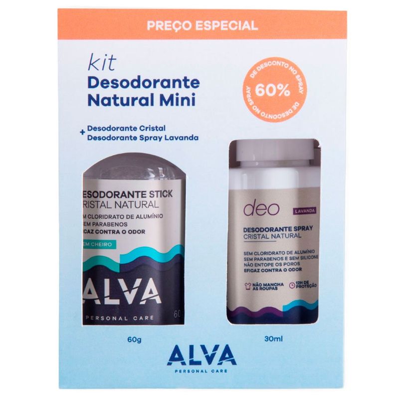 kit desodorante alva desodorante stick 60g + desodorante spray 30ml