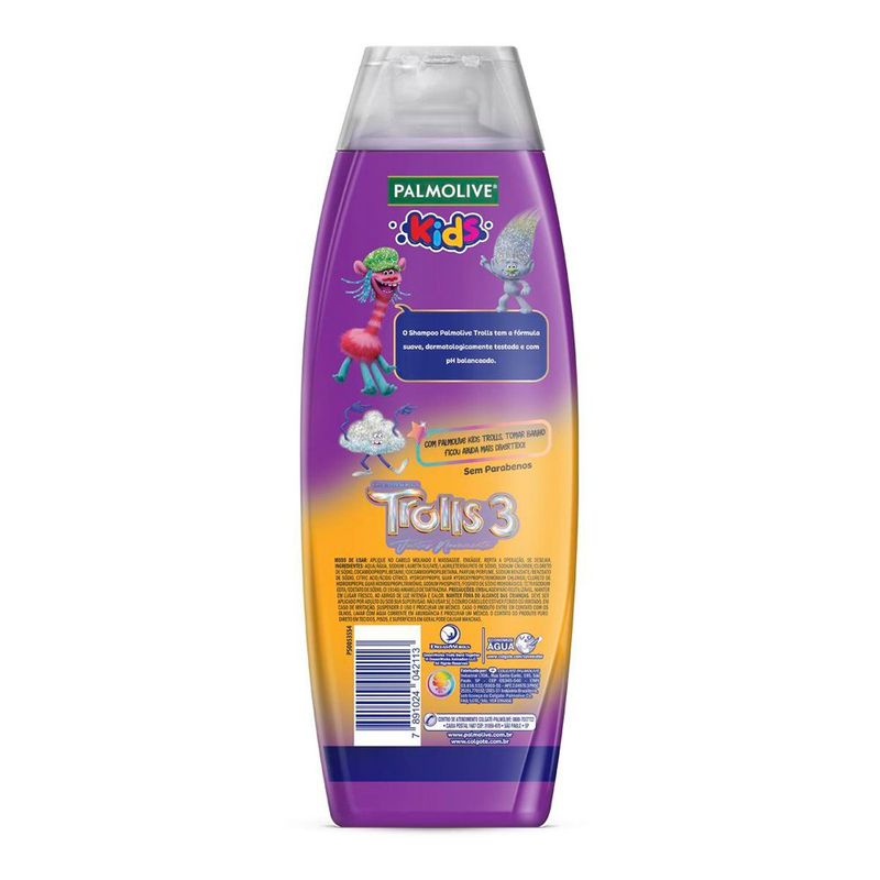 shampoo palmolive kids trolls todos os tipos de cabelo 350ml