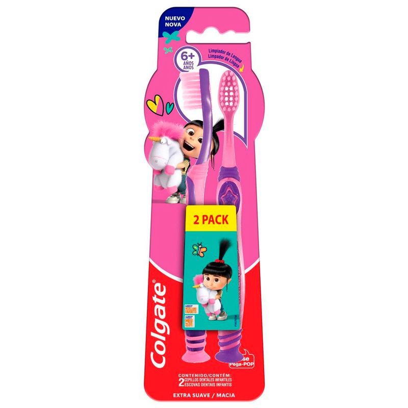 escova de dente infantil colgate smiles agnes e fluffy 6+ anos 2 unidades