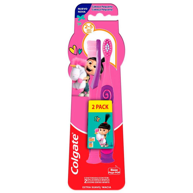 escova de dente infantil colgate smiles agnes e fluffy macia 2-5 anos 2 unidades
