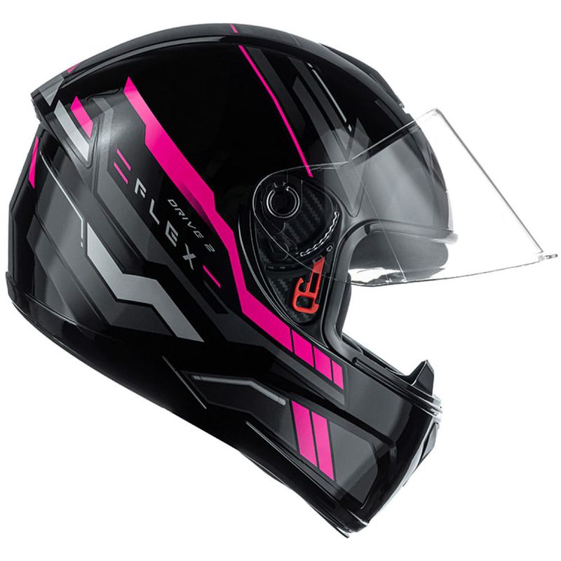 capacete fly drive 2 hg flex preto e pink 60