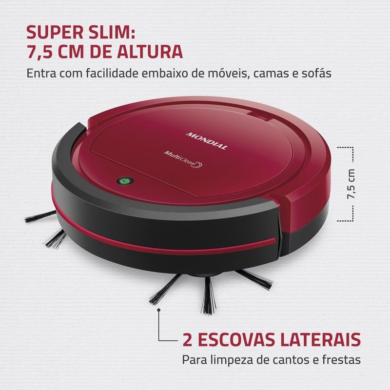 aspirador robô mondial multi clean rb-09 bivolt vermelho