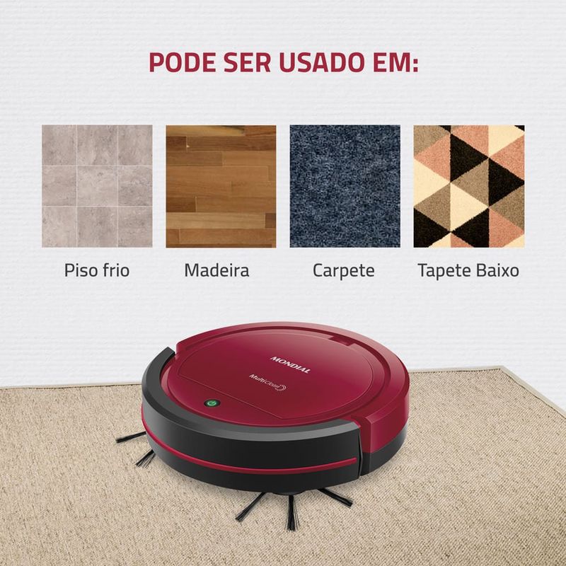 aspirador robô mondial multi clean rb-09 bivolt vermelho