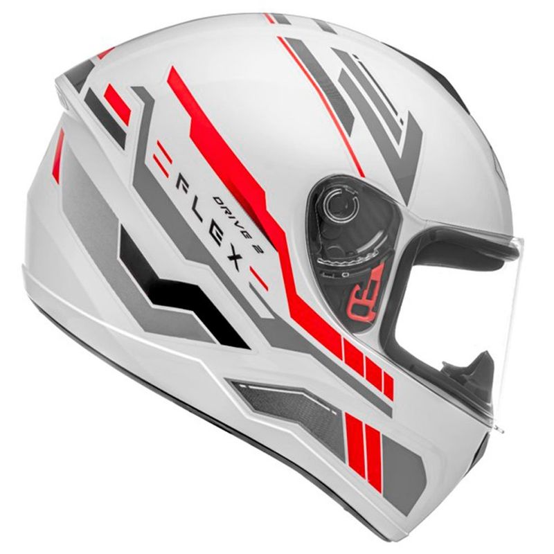 capacete fly drive 2 hg flex branco e vermelho 60