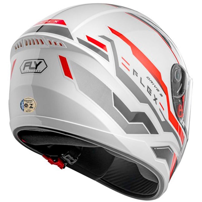 capacete fly drive 2 hg flex branco e vermelho 60