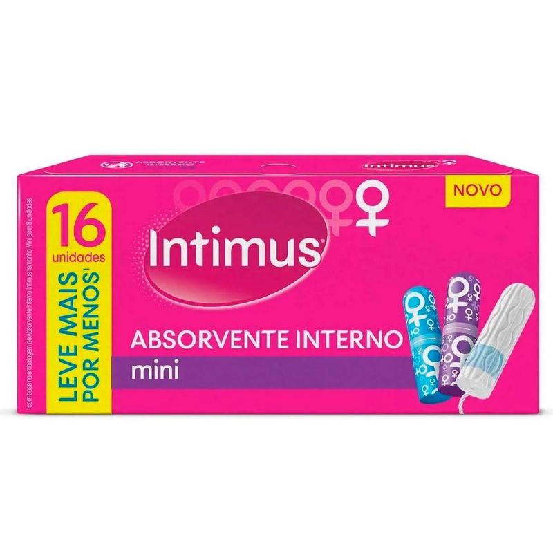 absorvente interno intimus discreto mini 16 unidades