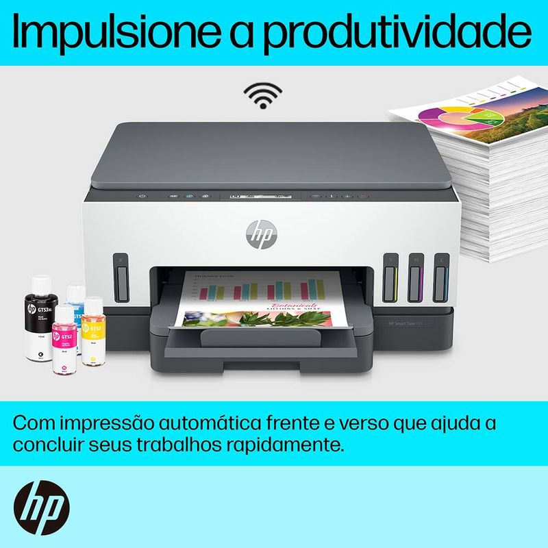 impressora multifuncional hp smart tank 724 com wireless bivolt branco