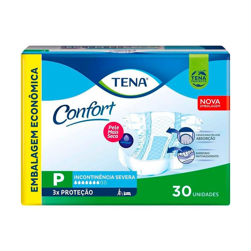 fralda geriátrica tena confort tamanho p 30 unidades