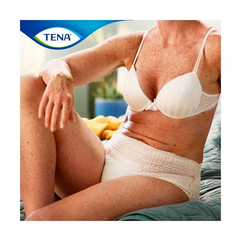 calcinha descartável tena pants discreet nude tamanho g/eg 16 unidades