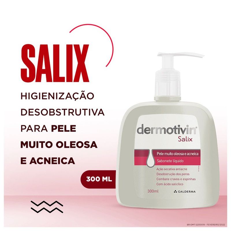 sabonete líquido facial dermotivin salix pele oleosa/acneica 300ml