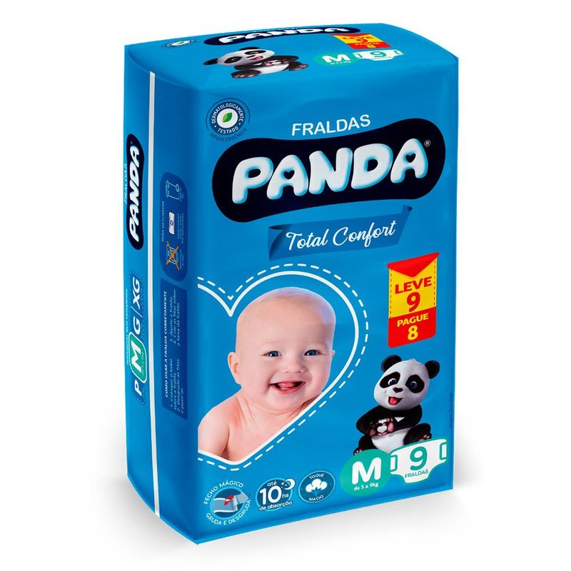 fralda infantil panda regular m leve 9 pague 8