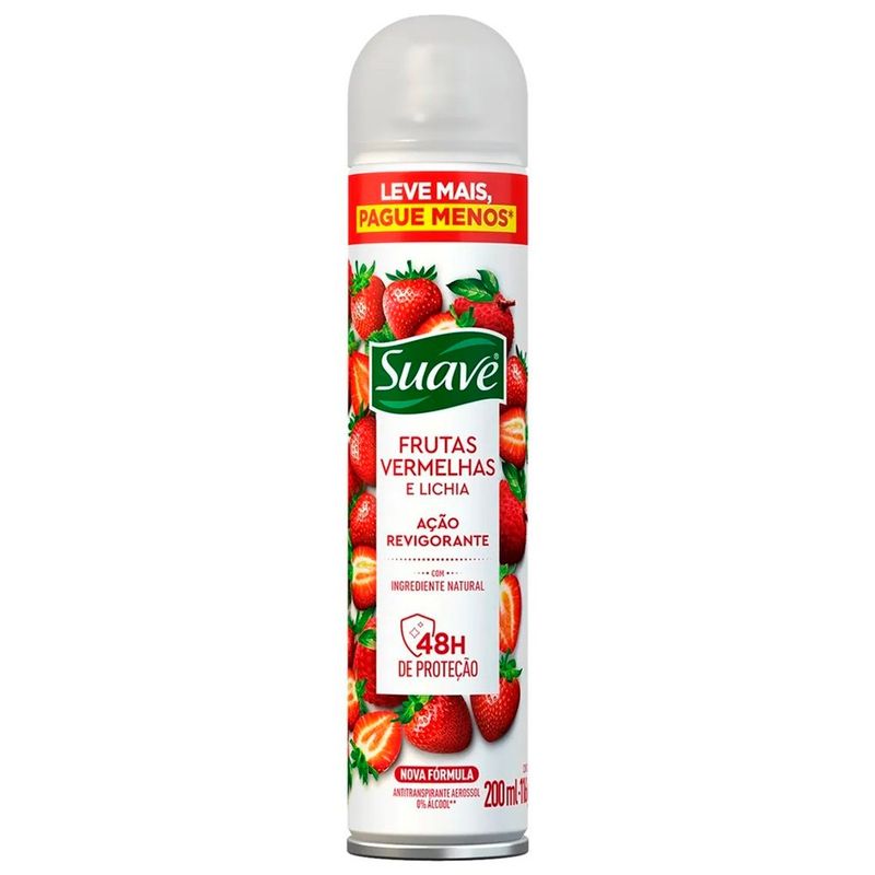 desodorante antitranspirante aerosol suave frutas vermelhas e lichia 200ml