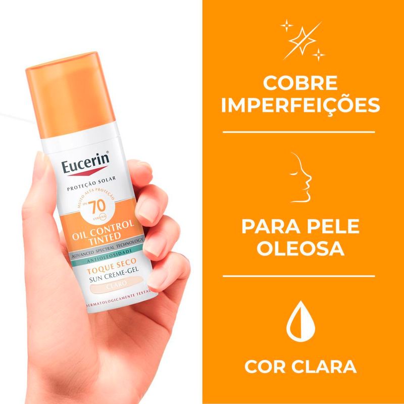 creme facial eucerin oil control tinted médio fps 70 50ml