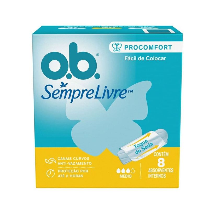 absorvente interno ob sempre livre procomfort médio 8 unidades