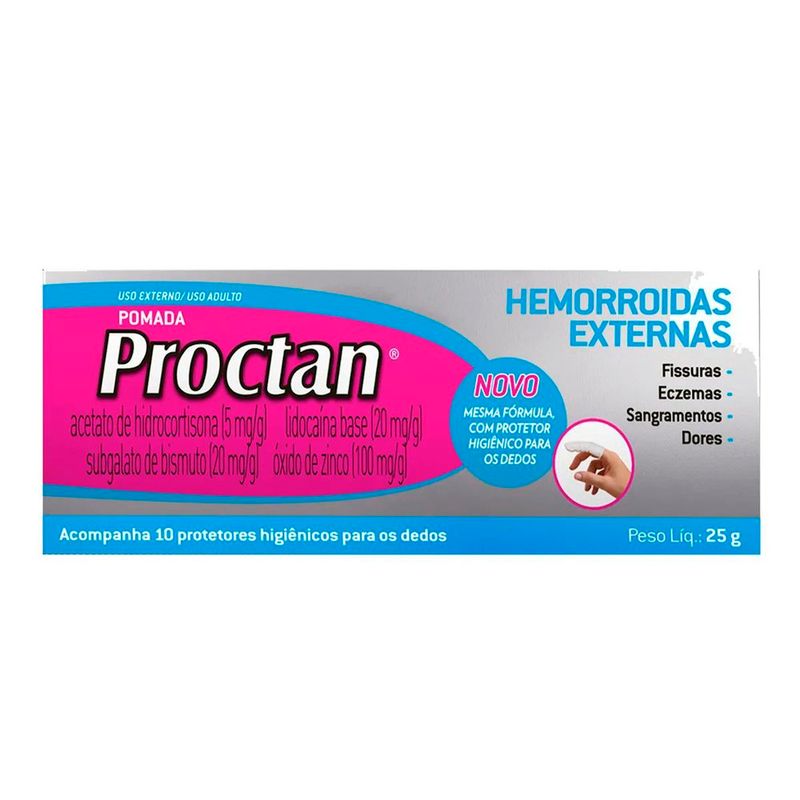 pomada proctan 25g+ 10 protetores higiênicos genomma
