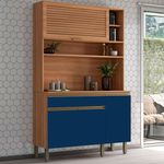 armário de cozinha telasul macadâmia freijó com azul 914201-03