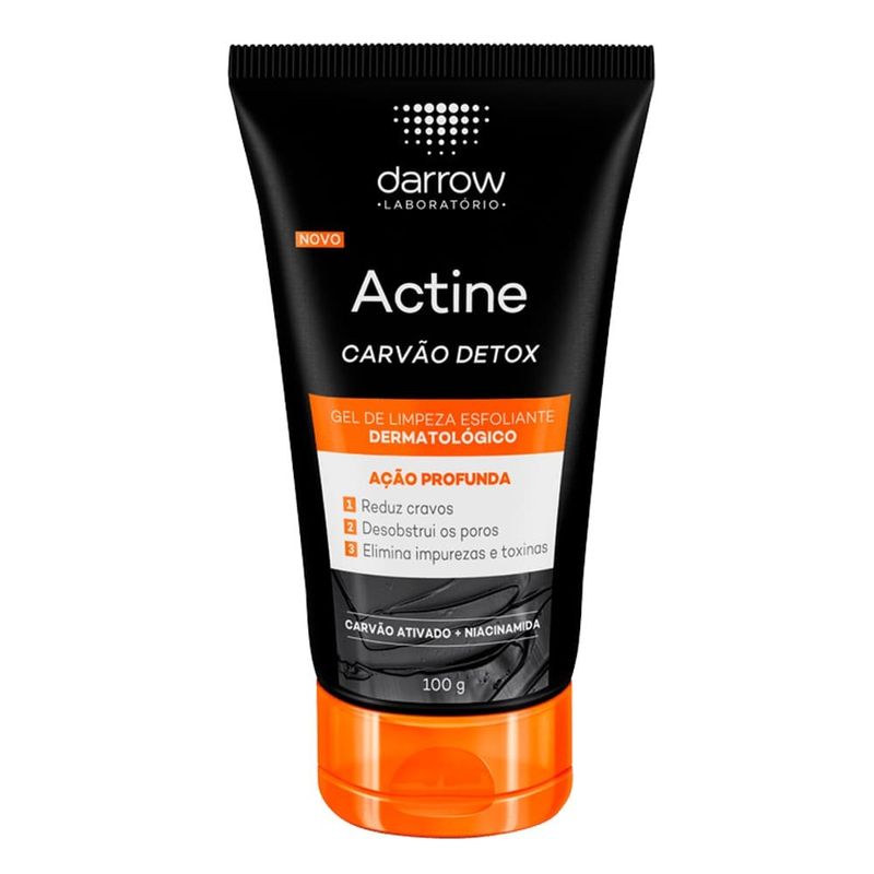 gel de limpeza esfoliante dermatológico actine carvão detox 100g