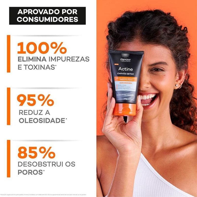 gel de limpeza esfoliante dermatológico actine carvão detox 100g