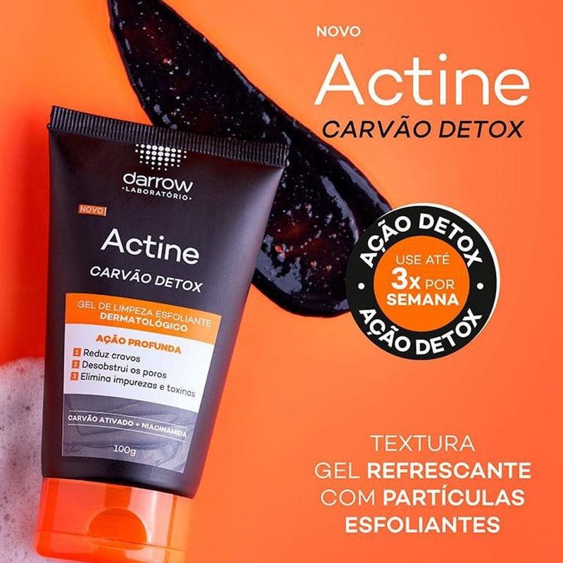 gel de limpeza esfoliante dermatológico actine carvão detox 100g