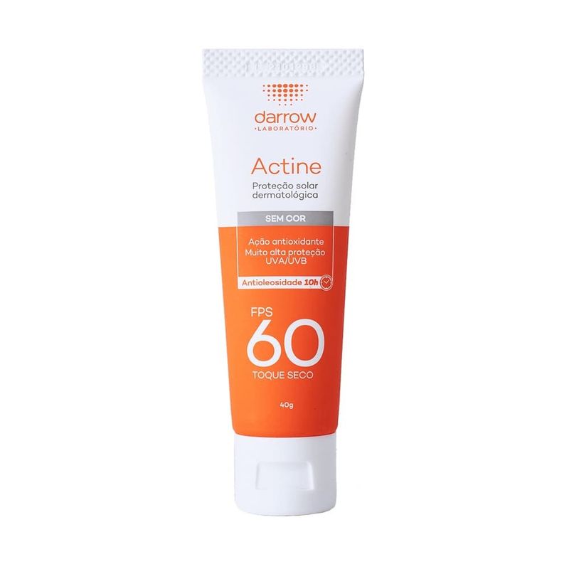 protetor solar facial fps 60 actine toque seco sem cor 40g