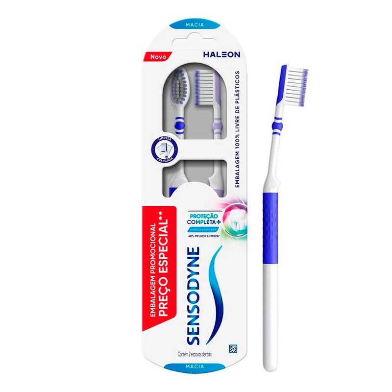 escova dental sensodyne proteção completa macia 2 unidades