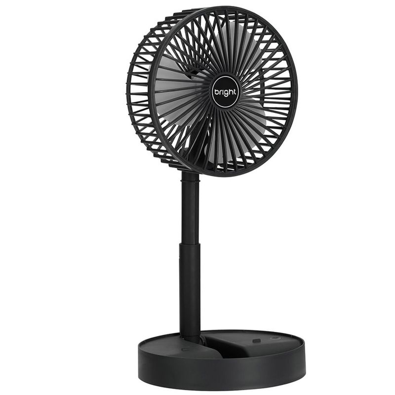 ventilador portátil bright 9 cm recarregável preto