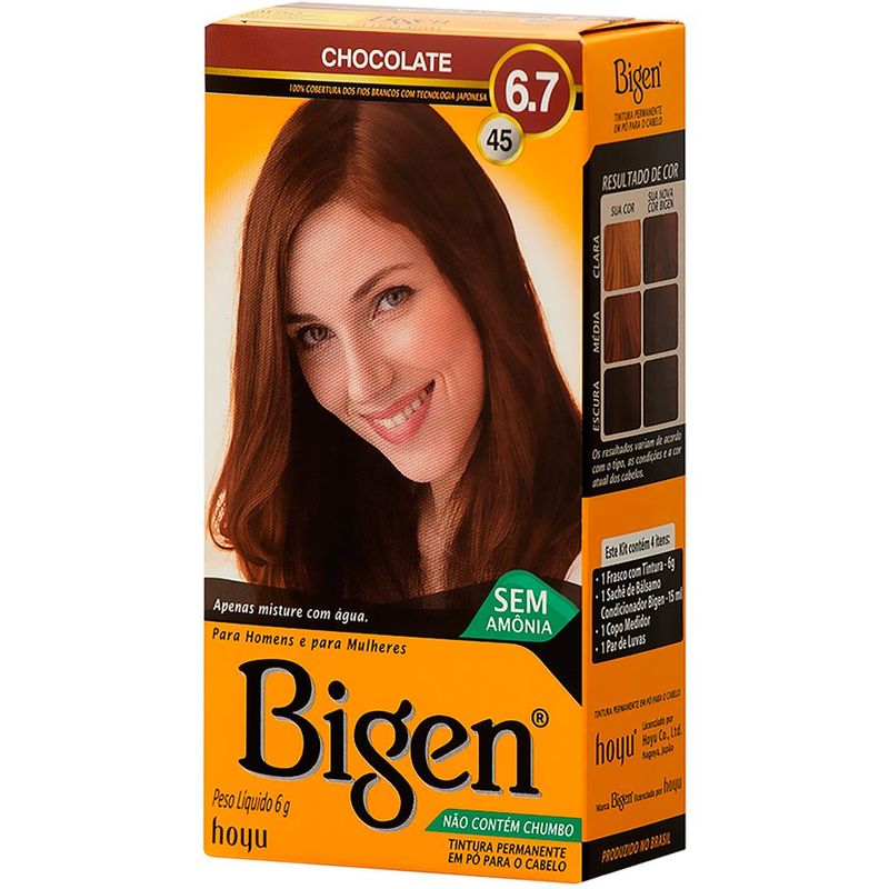 tinta para cabelo em pó bigen chocolate 45 6.7