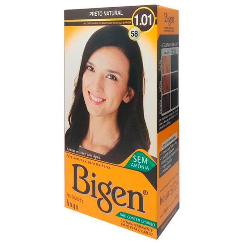 tinta para cabelo em pó bigen preto natural 58 1.01